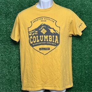 Columbia Yellow Short Sleeve Tee with Graphic Design